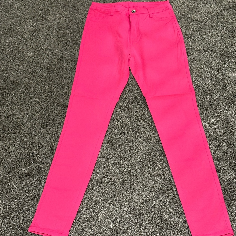Vibrant Neon Pink Skinny Jegging Pants size L